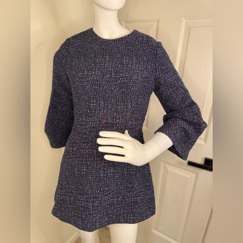 Lela Rose Blue Sheath Dress with Bell Sleeves. I#36
